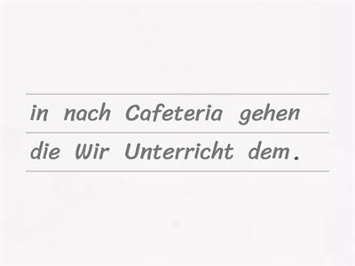 Präpositionen im Satz. Reihefolge. 