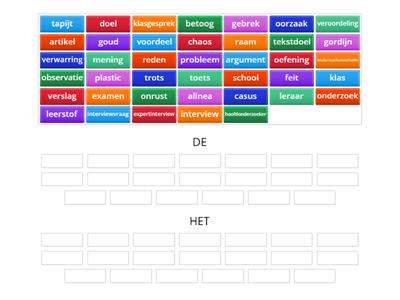 Lidwoorden oefenen: 'de' of 'het'? 