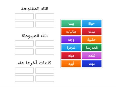 التاء المفتوحة والتاء المربوطة والهاء
