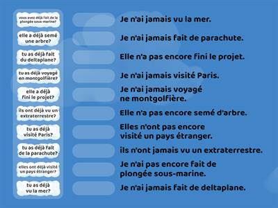 déjà, encore et jamais 1, relie les phrases