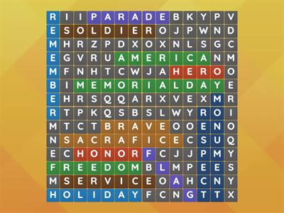 Memorial Day  Word Study 