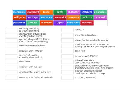 Vocabulary man/manu/ped