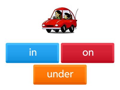 on, in, under