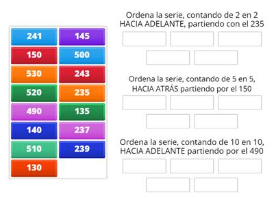 Series ascendentes y descendentes, Segundo básico