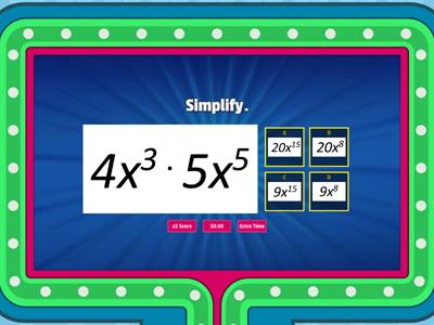 Simplifying Expressions (Multiply with Exponents)