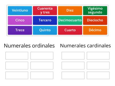 Numerales cardinales y ordinales