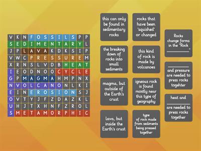 Rock Cycle Word Search