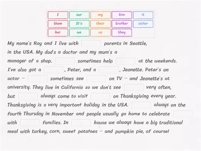 Pronouns (personal, possessive and object)