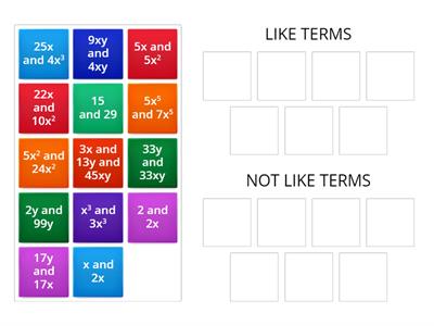  Like Terms vs UNLike Terms