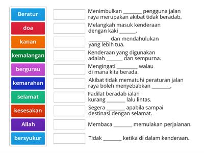 AKHLAK TAHUN 2 : Adab berkenderaan