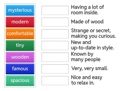 STAGE 4, Unit 3, test prep - Match the adjectives to their meanings