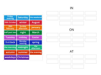 prepositions of time: in /on/ at 