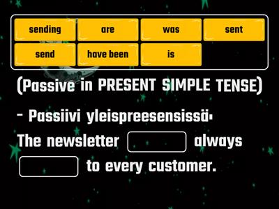 Passives Space game: Fill in.