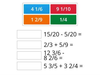 Addition and subtraction of fractions