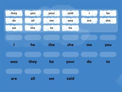 Match Sight Words Over the Moon JI - up to unit 6