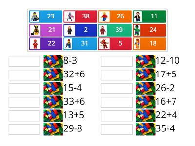 Cálculo somar e subtrair lego