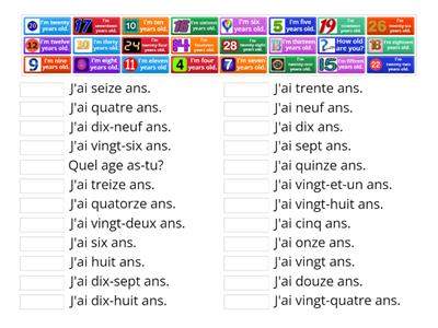 Salut - Quel âge as-tu? (avec les numéros jusqu'à 30)