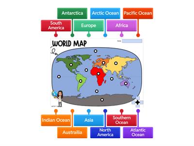 Continents and Oceans World Map