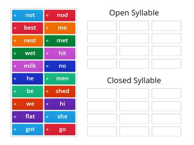 Open/ Closed syllable sort