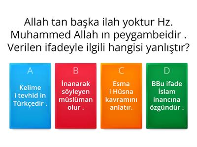 6.sınıf temel dini bilgiler testi