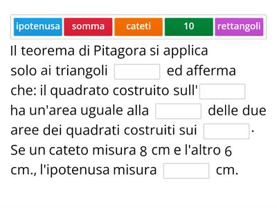 Enunciato del teorema di Pitagora.