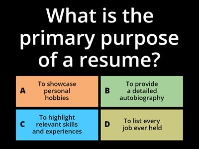 Academic Writing Resume Quiz