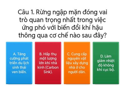 HÃY CỨU LẤY TRÁI ĐẤT CỦA CHÚNG MÌNH. Các em chọn câu trả lời đúng nhất