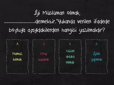 4. Sınıf Din kültürü ve ahlak bilgisi 3. Ünite :Güzel Ahlak test 