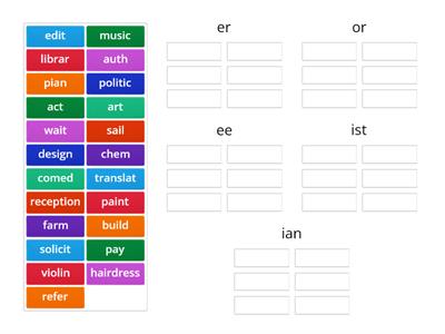 WW 3 Noun suffixes (jobs)