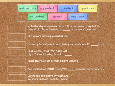 6B English File Pre-Int  Pre-int 6B verb+back