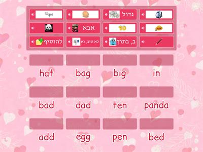 Basic Vocabulary -  short words + picture matching