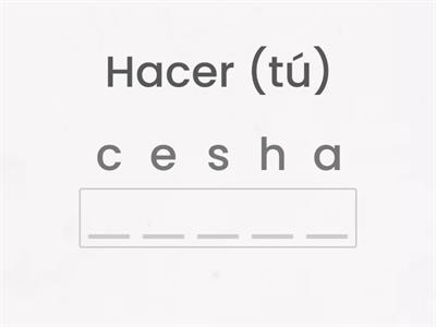 Anagram conjugations- Hacer/Poner/Traer/Salir/Tener/Venir