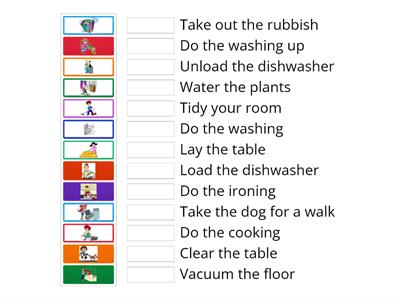 Housework collocations