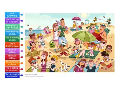  At the beach (present continuous)