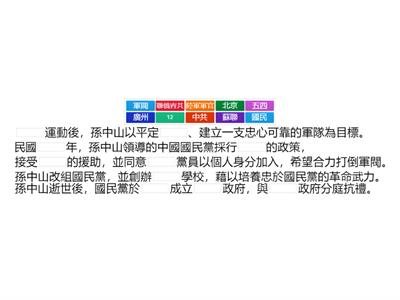 史B4-3-1國民政府的建立/填空