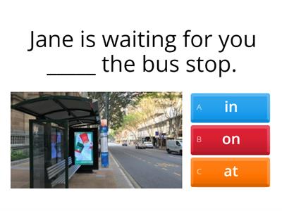 prepositions in, on, at