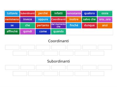 Congiunzioni coordinanti e subordinanti