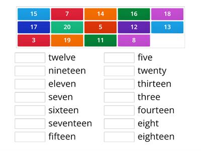 numbers 1-20 test 1