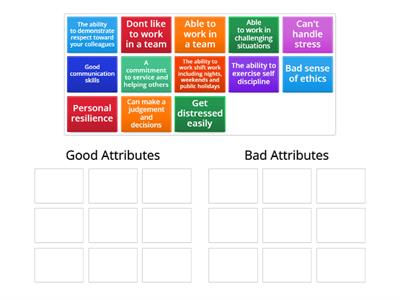 What Attributes of a Person go in each section to be Emergency Worker?