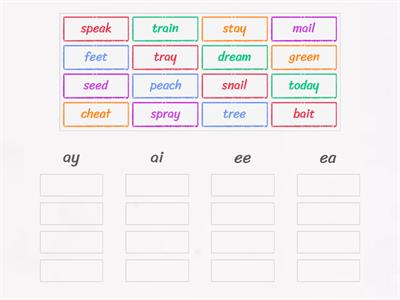 ai ay ee ea word sort