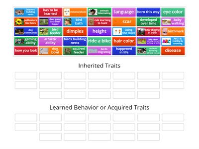 Inherited Traits, Learned Behavior, Acquired Traits