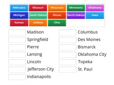 Midwest Region State Capitals Match Up