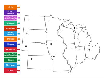 Map of the Midwest States (United States)