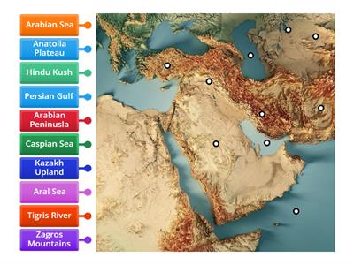Middle East Physical Map