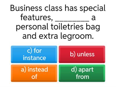 Flying business class (ESL, 75 min, conjunctions and prepositions)