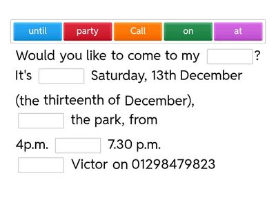 At, on, from until. Prepare 5. Unit 6.