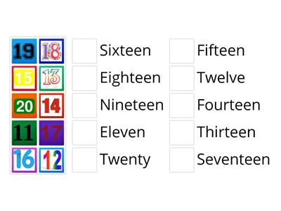 Números em Inglês do 11 ao 20