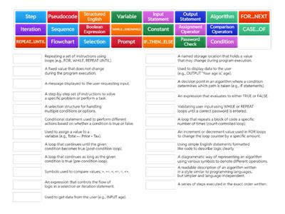 Unit 8 Algorithms - T3 Algorithms & Pseudocode - Match Up