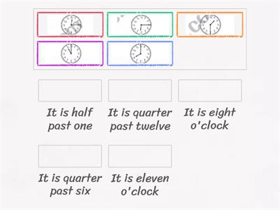 Match the clock with the sentences