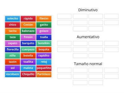 AUMENTATIVOS, DIMINUTIVOS Y TAMAÑO NORMAL